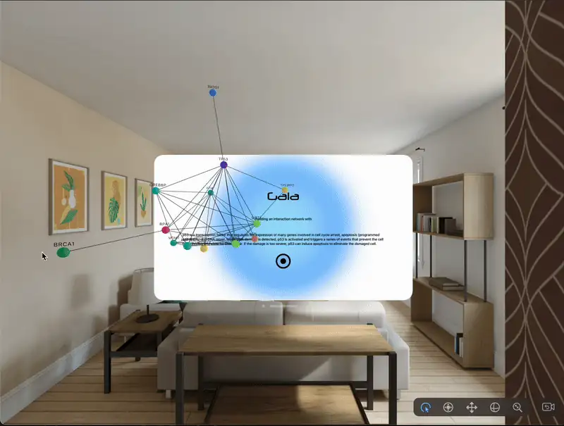 GENIUS rendering a 3D protein-interaction network