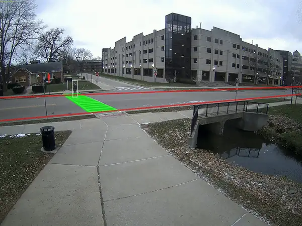 SAGE Edu Node tracking pedestrians at a crosswalk